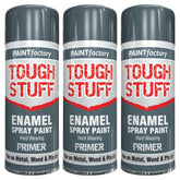3X Paint Factory Tough Stuff Enamel Grey Primer 400ml Spray Paint